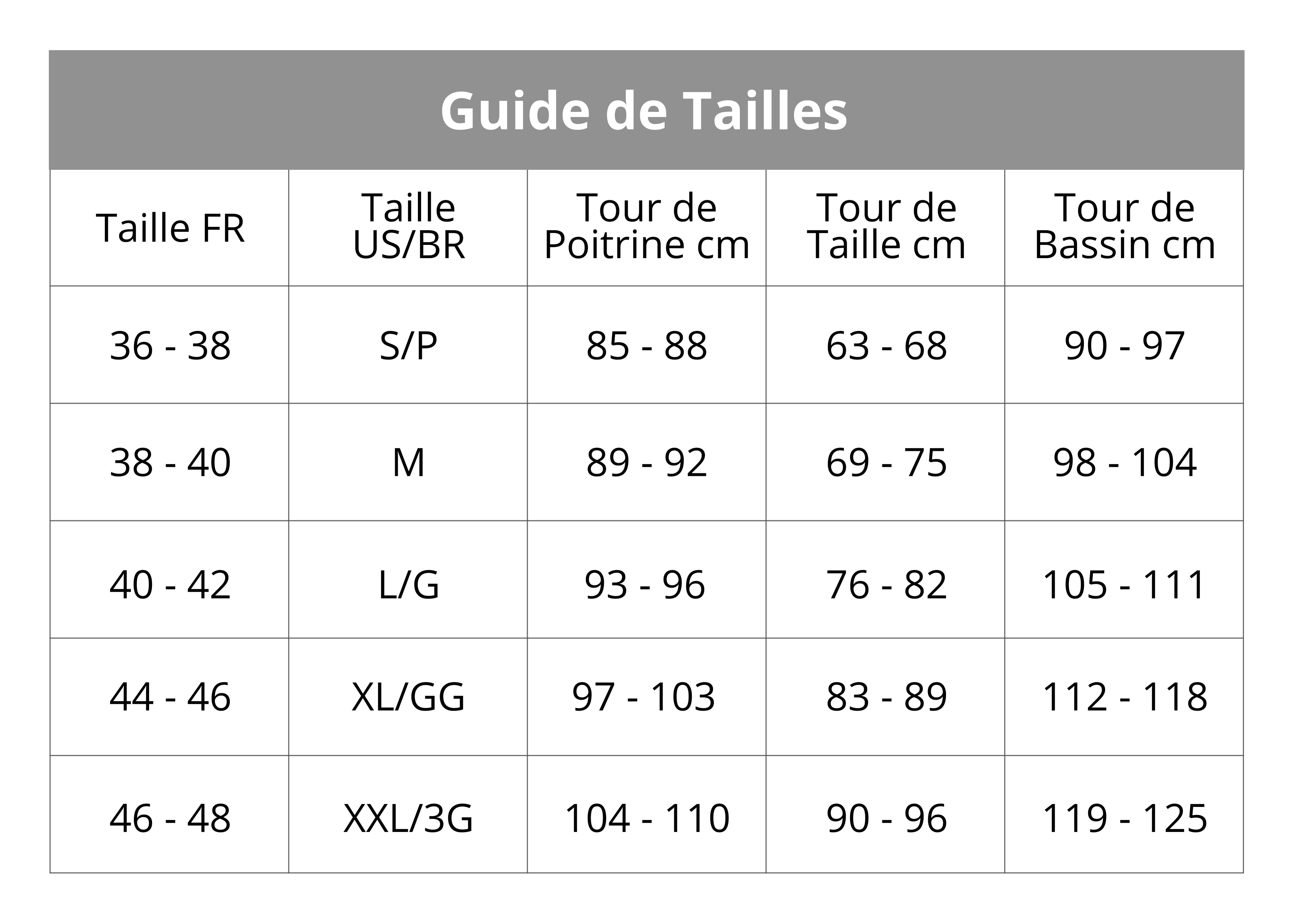 Guide de Tailles MBB